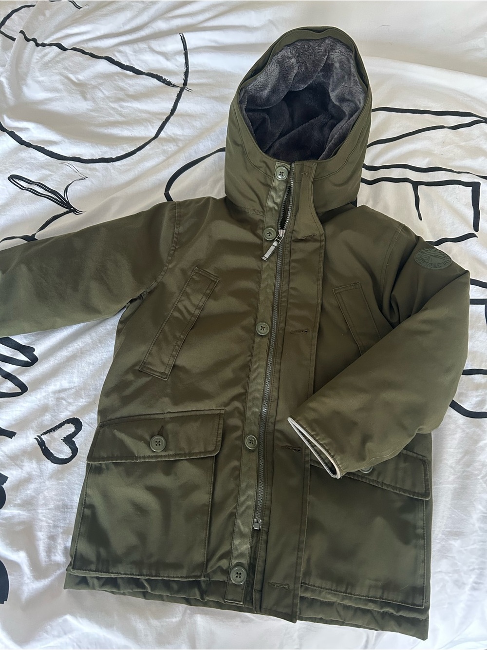 GAP Olive Green Hooded Down Filled Puffer Coat